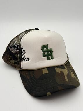 Stevenson Ranch SR Trucker Hat Men's White Camouflage My First Rodeo Meshback